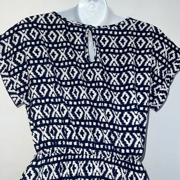 PAPERMOON STITCH FIX Navy Blue and White Geo Print Dress-S - Picture 6 of 9